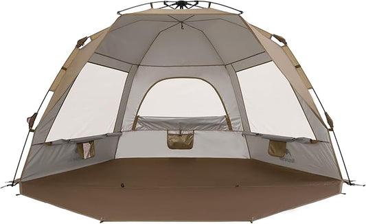 Naturehike Beach Tent Sun Shelter for 3-4 Person, Automatic Easy Set up Pop up Instant Tent, UPF50+ UV Protection Portable Canopy Privacy Tent (Light Brown)