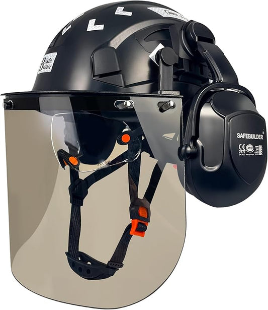 Forestry Safety Helmet with Build-in Visor Mesh Face Shield Ear Muffs 4 in 1 Chainsaw Safety Hard Hats