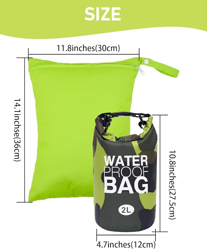 babygoal Waterproof Wet Bag and Dry Bag, Roll Top Waterproof 2L Backpack Sack for Travel,Swimming,Kayaking, Beach, Rafting, Boating, Hiking, Camping and Fishing 2WLL03-B