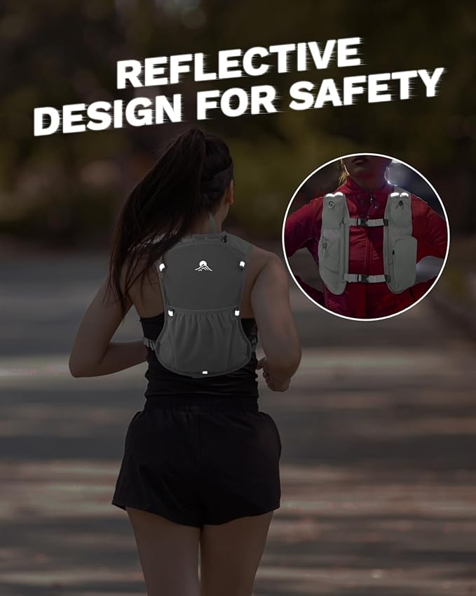 Running Vest for Women and Men, Hydration Backpack for Runners, Trail, Hiking, Biking and Walking, with Front Phone Holder, Adjustable Chest and Waist Strap