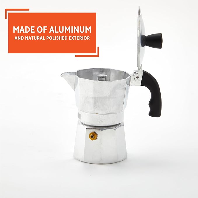 IMUSA USA B120-41V Aluminum Espresso Stovetop Coffeemaker 1-cup, Silver