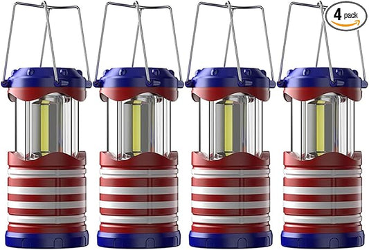 Lichamp LED Camping Lantern, 4 Pack Battery Powered Flashlight for Power Outages, Portable Collapsible Hanging Light Essential for Home, Outdoor, Emergency Lamp Survival Kit Gear for Hurricane, I4AF