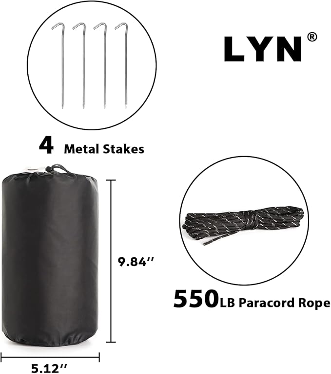 LYN Extra Large Zipper Reusable Survival Emergency Shelter Tent,Thermal Waterproof Fireproof Lightweight Bugout, with Paracord✚Stake for Camping,First Aid,Hiking&Bushcraft