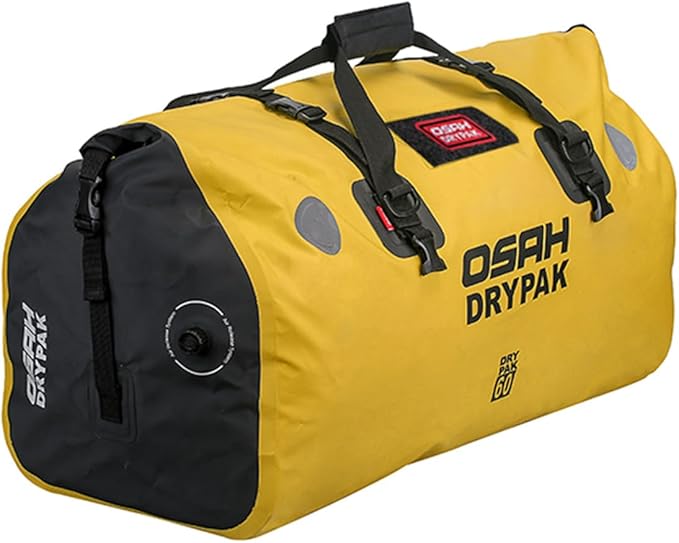 Motorcycle Dry Bag - Waterproof Motorcycle Duffle & Luggage Tail Bag Saddle Bags with Roll Top Closure, Large Storage Space，for Motorcycle Back Seat(Yellow, 60L)