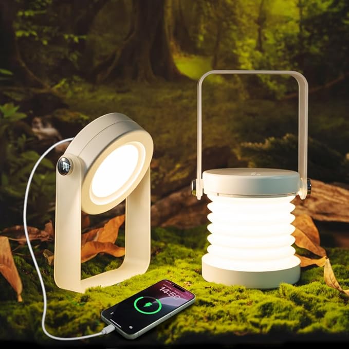 Waterproof Collapsible Camping Lantern with Phone Charger,Rechargeable Camping Lights,4400mAh Power Bank, Portable Battery Powered Foldable Travel Lamp for Hiking , Power Outages,Survival Kit
