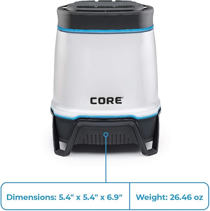 CORE 1250 Lumen Rechargeable Bluetooth Speaker Lantern with USB Output, Charges Phones