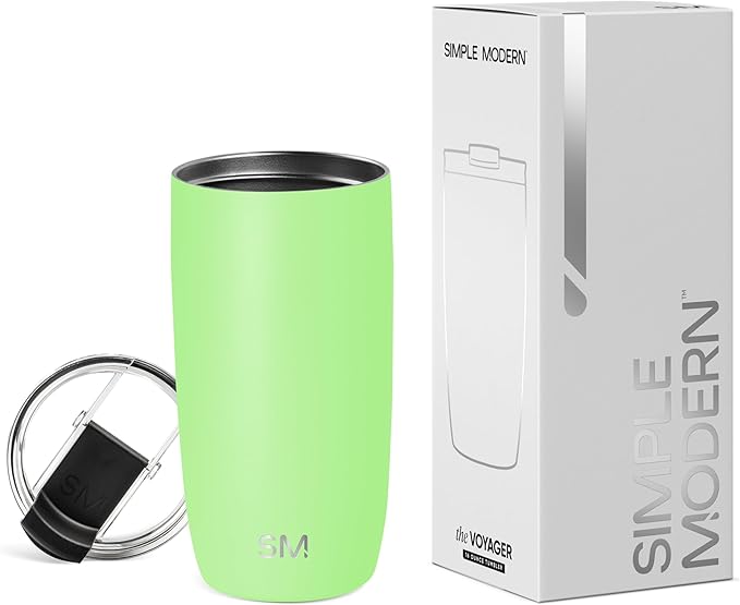 Simple Modern Travel Coffee Mug Tumbler with Flip Lid | Reusable Insulated Stainless Steel Cold Brew Iced Coffee Cup Thermos | Gifts for Women Men Him Her | Voyager Collection | 16oz | Baja