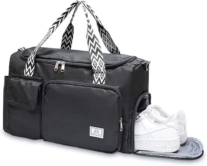 Small Gym Bag for Women, Travel Duffle Bag Carry On Weekender Bag with Shoe Compartment