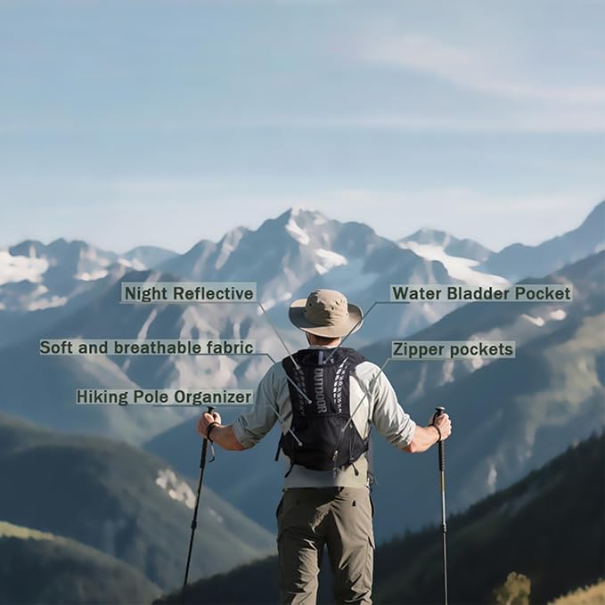 5L Hydration Backpack for Women and Men - Lightweight Running Vest with 1.5L Water Bladder, Water Backpack for Hiking, Running, Biking, Cycling and Rave, Adjustable Straps