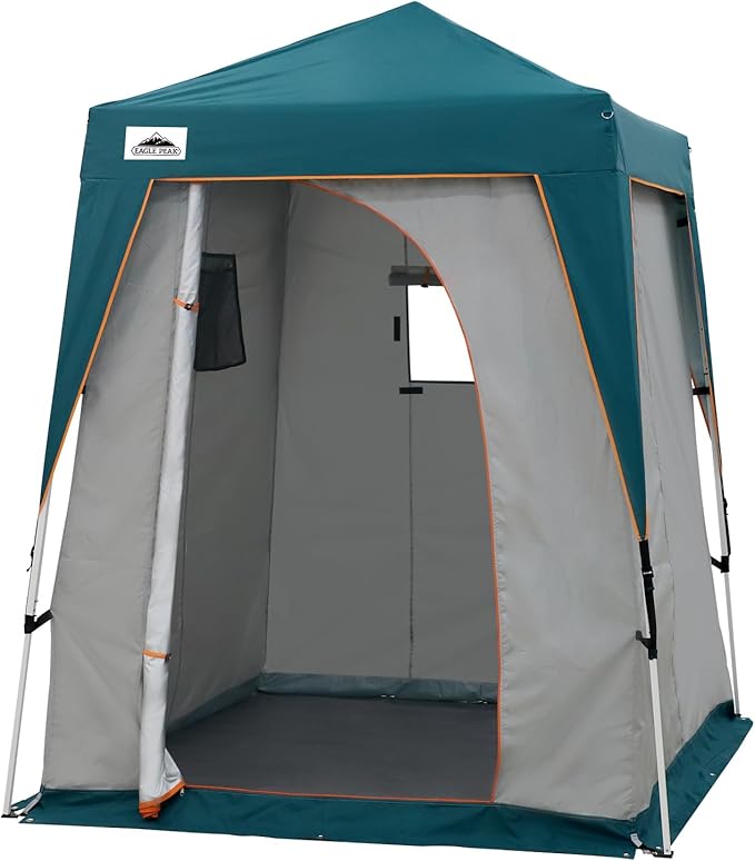EAGLE PEAK 6x6 Pop Up Privacy Tent with Ground Mat, Portable Changing Room & Outdoor Shower Tent, Portable Canopy for Camping, Hiking, Pool Parties, Photoshoots or Toilet Shelters (Gray/Blue)