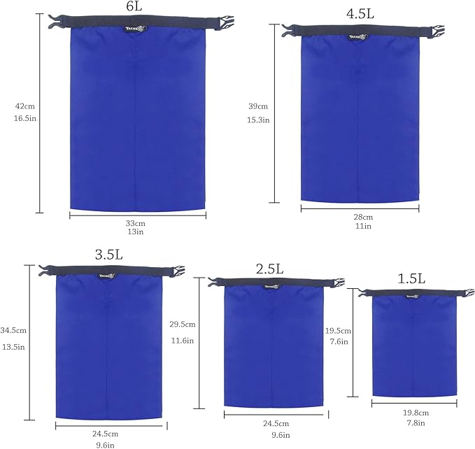 TRENDBOX Roll Top Waterproof Dry Bag Kit Storage Compression Bag Sack Poch Packing Organizers Water Resistant Camping Travel