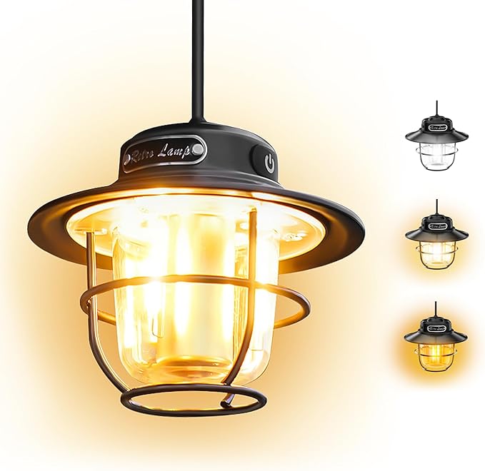 Camping Lantern, Portable Camping Light, Rechargeable Lanterns 4 Light Modes(1300-6500K), Adjustable Brightness, Waterproof Tent Lantern LED Lanterns for Power Outages, Camping, Fishing