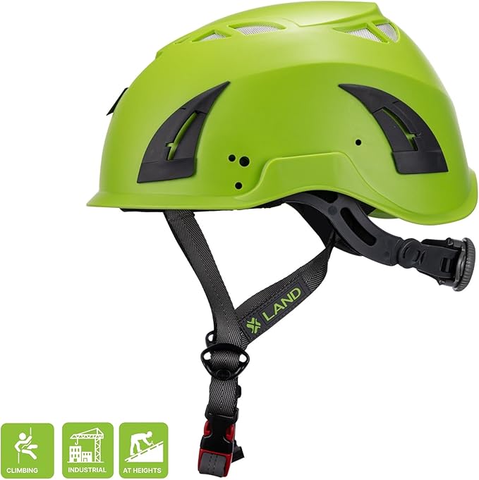 Land Helmets ClimbPro Safety Helmet for Rock Climbing – Lightweight & Durable Hard Shell with Adjustable Chin Strap and Accessory Slots – Ideal for Indoor & Outdoor Adventure