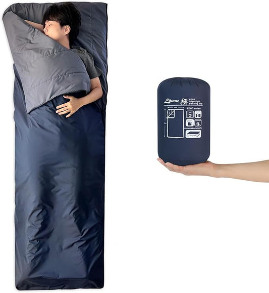 Compact Sleeping Bag 68°F-50°F 1.6lbs, Combinable Lightweight Portable Packable sleep sacks for Adults for Backpacking, Camping, Hiking, Travel, Family, with Stuff Sack, 3 seasons, Velvet lined