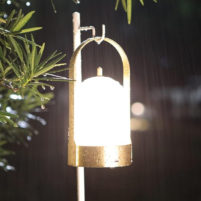 Tubicen Portable Outdoor Battery Operated Lantern Table Lamp Waterproof, 4000mAh Cordless Rechargeable 4 Levels Touch Dimmable Brass Table Lamp, LED Night Light for Patio Camping Dining Room Bedroom