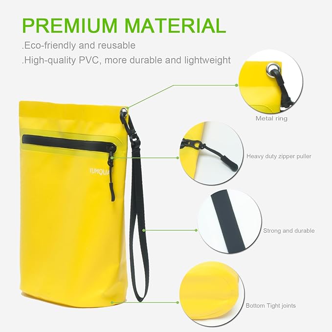 Water-resistant Zipper Pouch 2 Pack, Multi-Purpose Storage Bag Gear Bag for Outdoor Travel Beach Pool Fishing Dirty Clothes Wet Swimsuits (Yellow02)