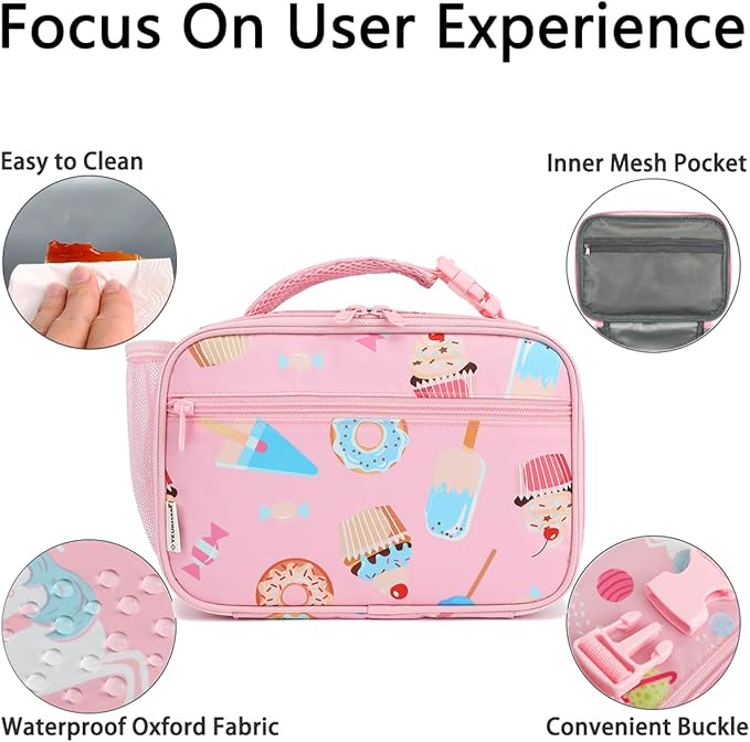 Insulated Lunch Box for School, Thermal Reusable Durable Freezable Lunch Bags for Kids Boys Girls Men Women - Small Soft Cooler Portable Lunch Tote Kit for Work Picnic Travel,Cake