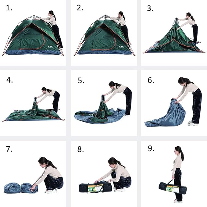 Diamond Candy Pop Up Tents for Camping 2-3 Person, 3000mm Waterproof Tent, Instant Setup in 60 Seconds, 2 Ventilated Mesh Doors, 8x7 ft Sun Shelter