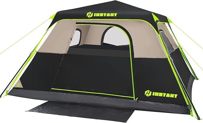 4/6 Person Instant Tent, Waterproof Pop Up Tents for Camping with Rainfly, 60 Seconds Easy Setup, Automatic Cabin Tent for Family Camping with Expandable Carry Bag & Upgraded Ventilation