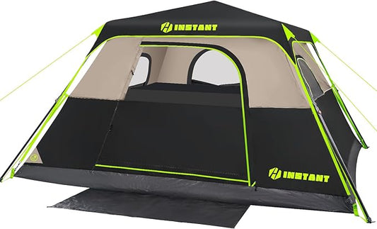4/6 Person Instant Tent, Waterproof Pop Up Tents for Camping with Rainfly, 60 Seconds Easy Setup, Automatic Cabin Tent for Family Camping with Expandable Carry Bag & Upgraded Ventilation