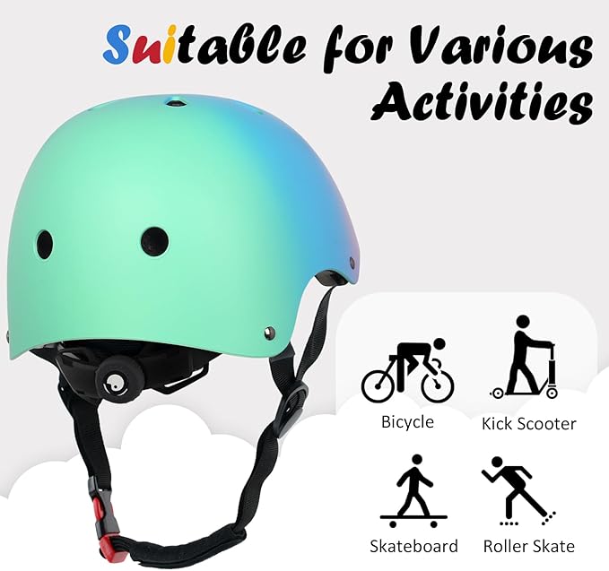 Kids Bike Helmet, Adjustable and Multi-Sport, from Toddler to Youth, 3 Sizes
