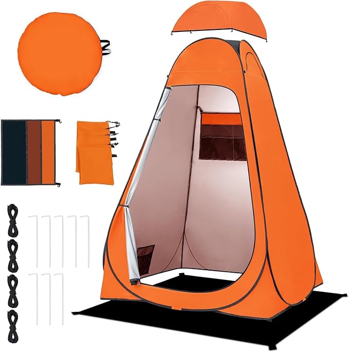 BRIAN & DANY Pop Up Shower Tent, Portable Privacy Camping Changing Tent, Camp Toilet Bathroom Pod with Rain Shelter & Windows, UPF 50+ & Waterproof, 47.2" x 47.2" x 74.8"