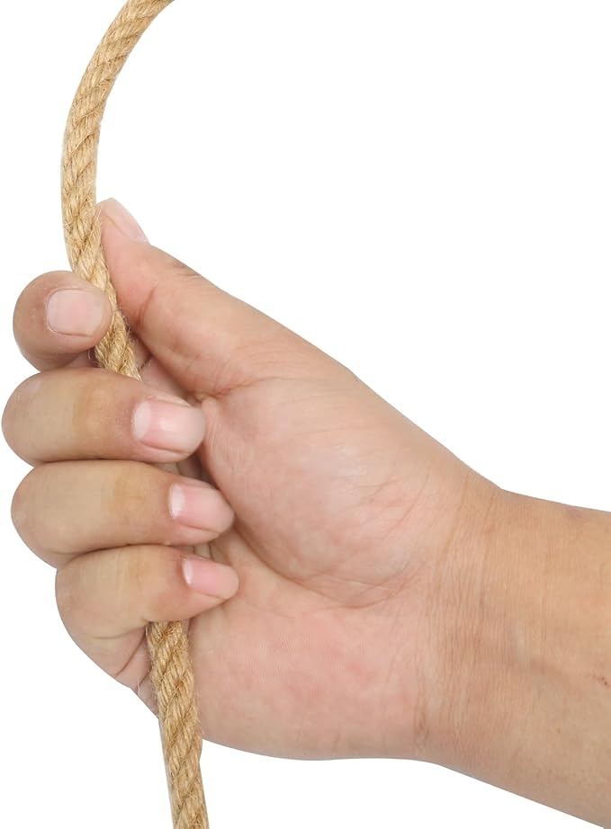 Natural Jute Rope Hemp Rope 3/8 Inch(10 mm) × 200 Ft(60 M) Strong 4 Strands Twisted Manila Thick Jute Twine for DIY Crafts, Cat Scratch Post, Gardening, Decorating, Bundle, Hanging