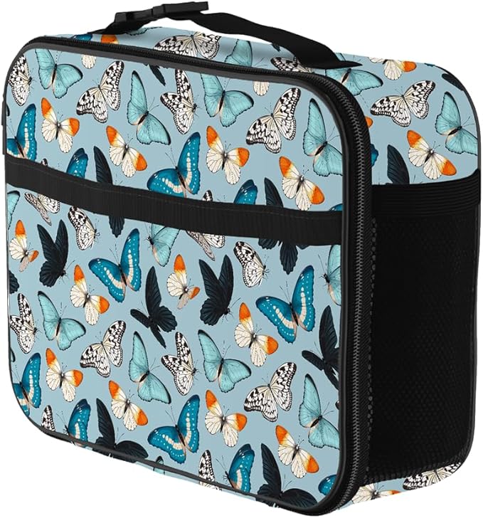 Butterfly Lunch Bag Reusable Insulated Lunch Box Keep Food Cooler Thermal Lunch Tote for Women Men