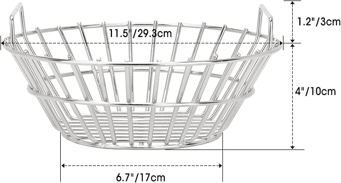 onlyfire Medium Charcoal Ash Basket Fits Big Green Egg, Stainless Steel Charcoal Holder with Handles, Grilling Accessories for Better Airflow