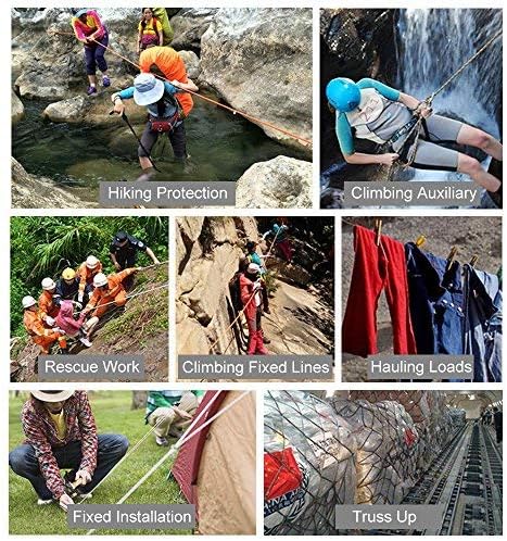 X XBEN Outdoor Climbing Rope 10M(32ft) 20M(64ft) 30M(96ft) 50M(160ft) 70M(230ft) 152M(500FT) 352M(1000FT) Static Rock Climbing Rope for Escape Rope Ice Climbing Equipment Fire Rescue Parachute