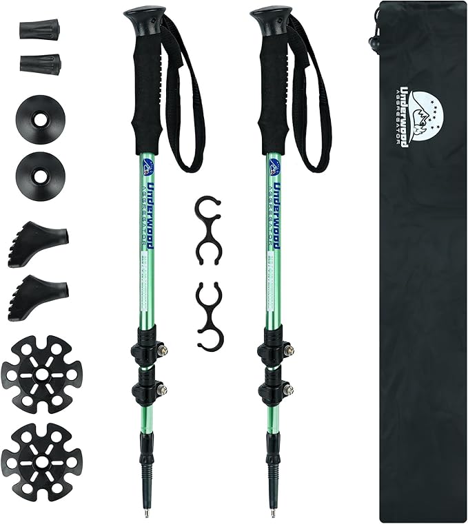 Trekking Poles Collapsible Hiking Poles - 2 Pack Adjustable Aluminum Hiking Sticks, Lightweight Walking Sticks for Women, Men, Seniors, Kids, Walking Poles for Backpacking by Underwood Aggregator