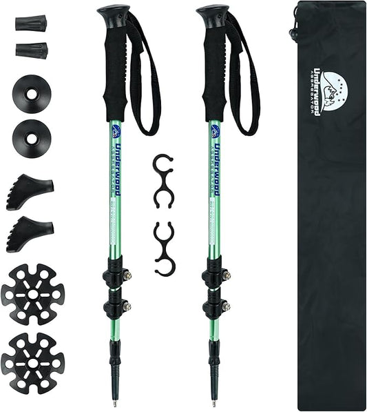 Trekking Poles Collapsible Hiking Poles - 2 Pack Adjustable Aluminum Hiking Sticks, Lightweight Walking Sticks for Women, Men, Seniors, Kids, Walking Poles for Backpacking by Underwood Aggregator