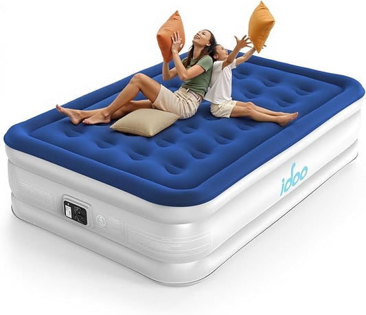 iDOO Air Mattress Full with Built in Pump, Blow up Mattress Full Size, Upgraded Inflatable Mattress for Camping Home and Guest Bed, Fast Inflation, Comfort Portable Air Bed, Colchones Inflables