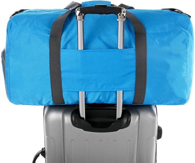 Dimayar Travel Duffle Bag for Men Women - Foldable Duffel Bag with Shoes Compartment - Overnight Bags Waterproof & Tear Resistant(85L,Light Blue)