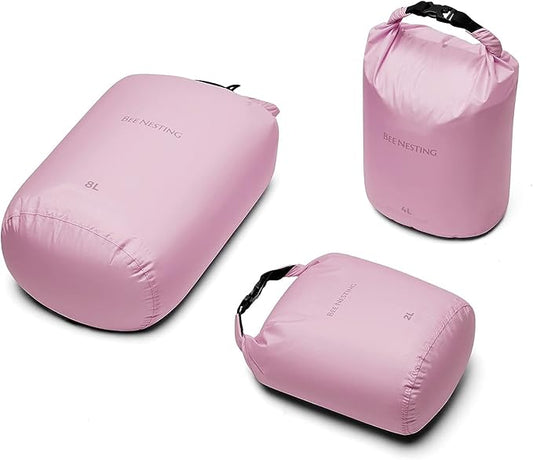 Ultralight Dry Bags 3 Piece Set - Waterproof Siliconized Dry Sack Accessory for Lightweight Travel, Boating, Kayaking, Camping, Swimming(Purple, 2L 4L 8L 3 Pack)