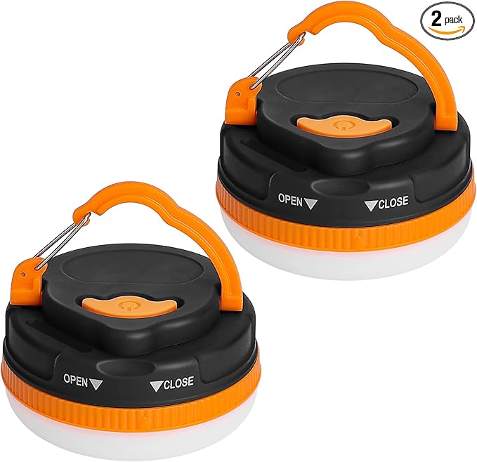 Yizhet 2 Pack LED Camping Lantern, Camping Lamp Flashlights, Camping Light with Magnetic Base 5 Modes Portable Outdoor Tent Light for Hiking Fishing Camping (AAA Batteries Need Self-provided)