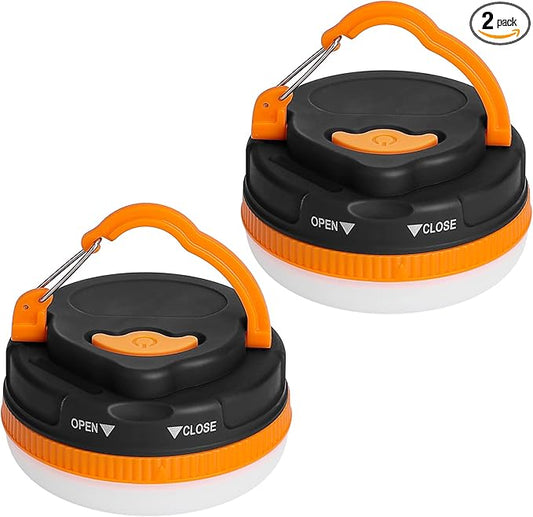 Yizhet 2 Pack LED Camping Lantern, Camping Lamp Flashlights, Camping Light with Magnetic Base 5 Modes Portable Outdoor Tent Light for Hiking Fishing Camping (AAA Batteries Need Self-provided)