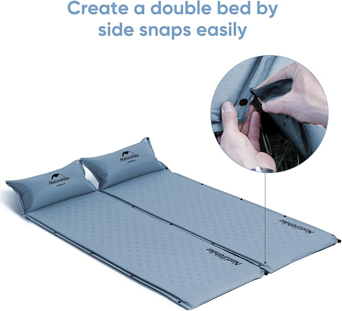 Naturehike Self-Inflating Sleeping Pad, Ultralight Memory Foam Camping Pad with Pillow, Fast Inflating, Sleeping Pad for Camping Hiking with Storage Bag, Single, Blue
