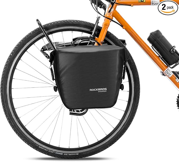 ROCKBROS Front Roller Panniers Bag Front Rack Bike Bag Sturdy Shelf Package with Carrying Handle & Free Shoulder Strap for Touring Picnic Commuting 1 Pair
