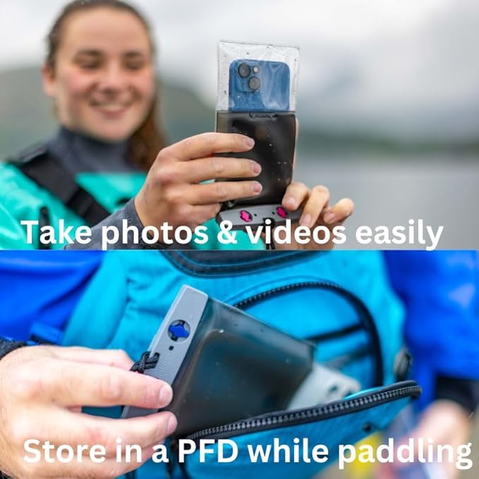 Aquapac Waterproof Phone Case, Medium, Blue, Lanyard, iPhone and Android, Made in The UK, Hiking, Mountain Biking, Running Accessory, Travel Essential, 5 Year Warranty. IPX8 Certified to 30 ft deep.