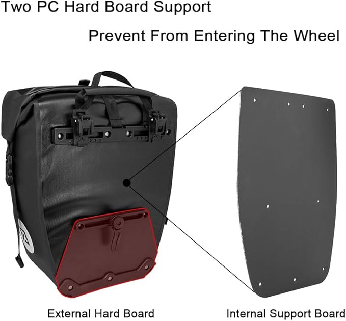 ROCKBROS Bike Pannier Waterproof 27L Large Capacity Bike Bag Rear Rack Waterproof for Grocery Touring Cycling Black*2