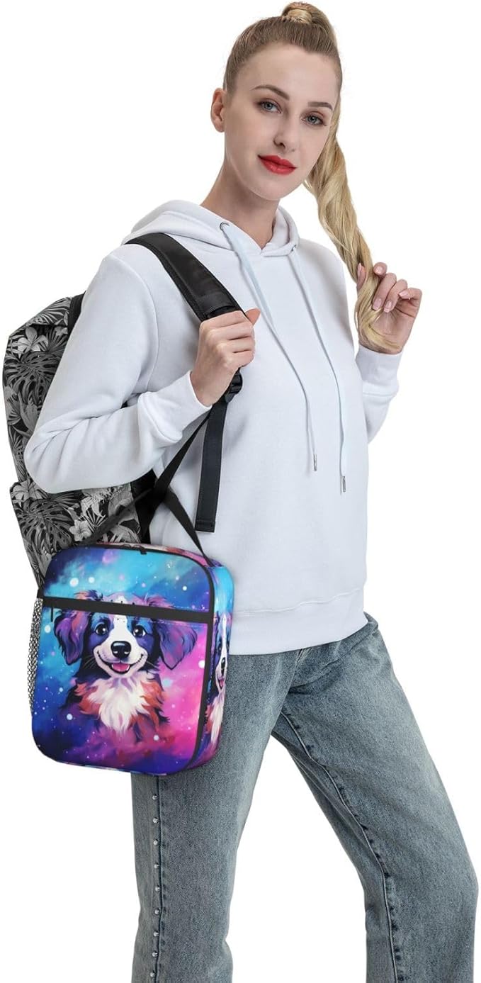 Galaxy Dog Printed Lunch Box for Kids Boys Girls, Cute Dog Animals Insulated Lunch Bag for Women Men, Leakproof Durable Lunch Cooler for School Work Picnic