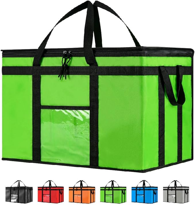 NZ home 3XL Insulated Cooler Bag and Food Warmer for Delivery & Grocery Shopping with Zippered Top, Green (1 Pack)