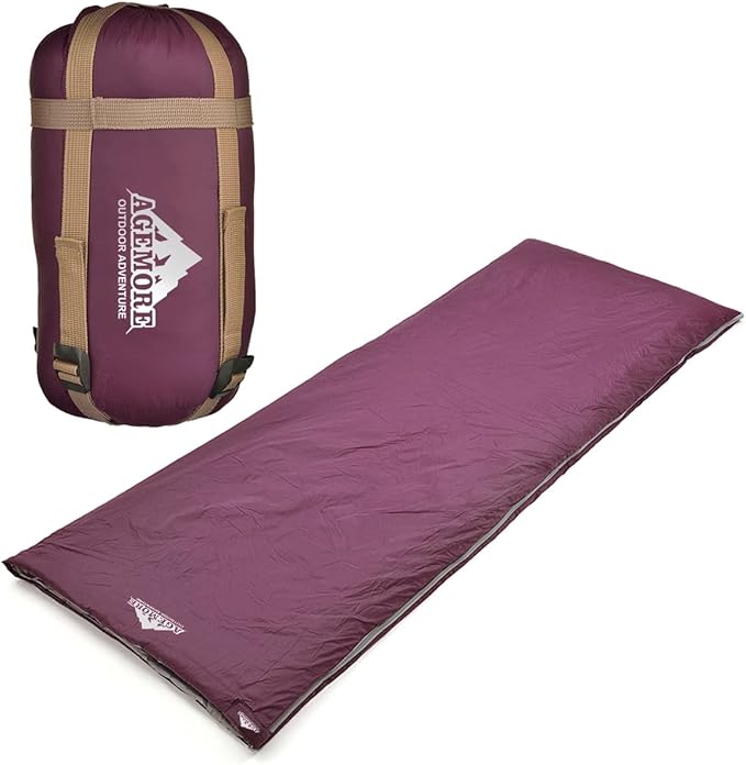 AGEMORE Ultralight Warm Weather Sleeping Bag, Portable Lightweight Waterproof Compact Sleeping Bag with Compression Sack, Fit for Kids Teens or Adults Outdoor Camping, Backpacking & Hiking