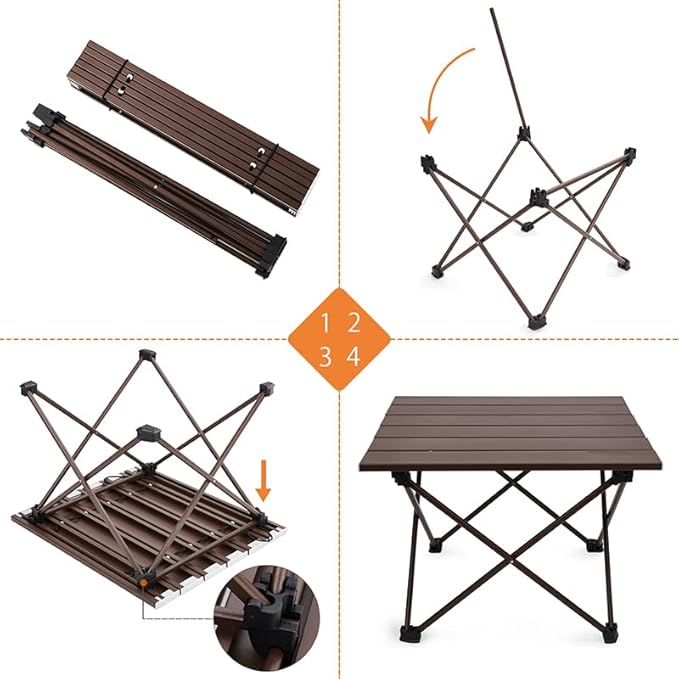 SOUJOY Camping Side Table, Portable Folding Beach Table, Small Aluminum Picnic Backpacking Table for Outdoor Cooking, BBQ, Hiking, Boat, Travel, 15.5''L x 13.8''W x 11.4''H