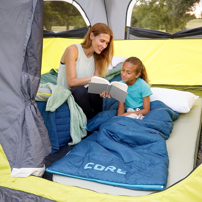 CORE 50 Degree Youth Sleeping Bag | Lightweight & Compact for Boys & Girls | Perfect for Indoor or Outdoor Use, Camping, Backpacking, Hiking, & Sleepovers | Ideal for Warm & Cooler 3 Season Weather