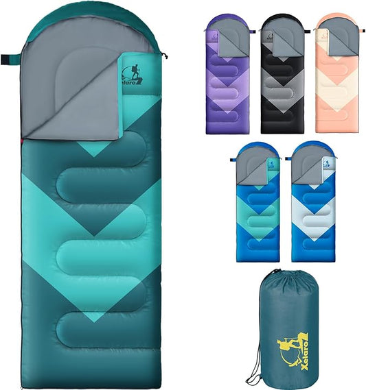 Sleeping Bag for Adults, Girls, Boys - 3 Season Warm & Cool Weather Lightweight Waterproof Camping Bag for Hiking, Outdoor Travel