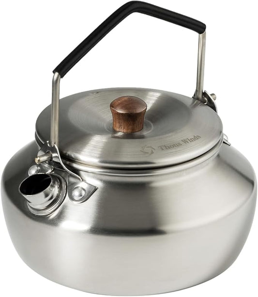 0.6L Camping Kettle, Portable Camp Tea Coffee Pot, Lightweight Stainless Steel Teapot, Fast Heating Boiling Water, for Outdoor Campfire Hiking Camping Picnic