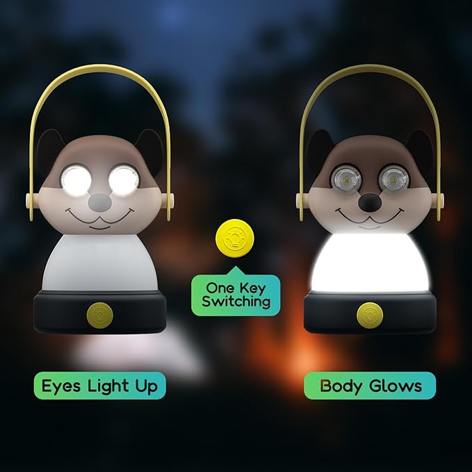 Kids Camping Lanterns, Battery Powered Night Light for Emergency, Hurricane, Lightweight Tent Lamp (Meerkat)