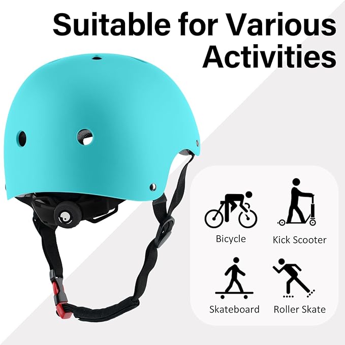 Skateboard Bike Helmet, Lightweight Adjustable, Multi-Sport for Bicycle Skate Scooter, 3 Sizes for Adult Youth & Kids